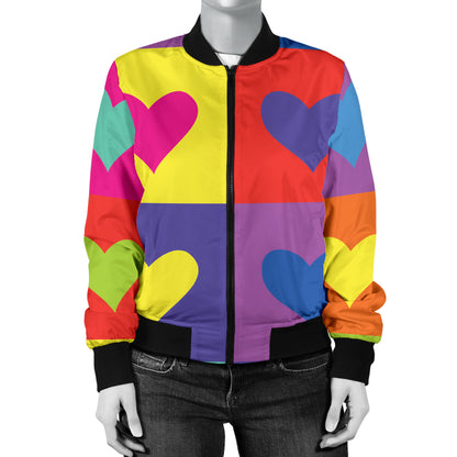 Pop Art Heart Pattern Print Design A01 Women's Bomber Jacket