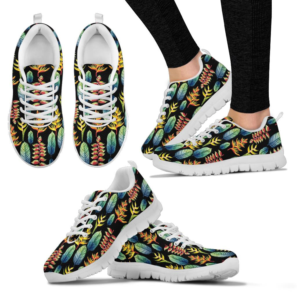 Heliconia Pattern Print Design HL03 Sneakers White Bottom Shoes