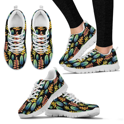Heliconia Pattern Print Design HL03 Sneakers White Bottom Shoes