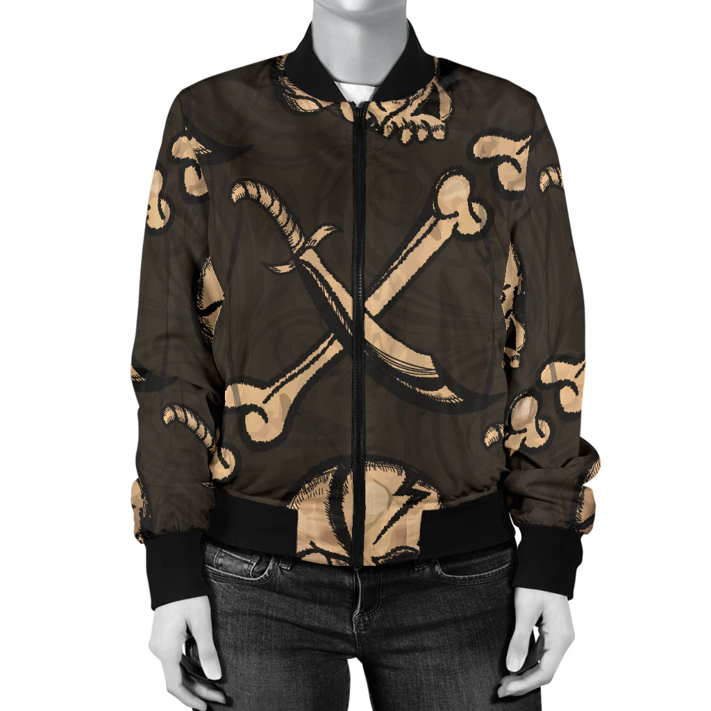 Pirate Pattern Print Design A03 Women's Bomber Jacket