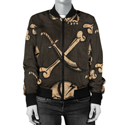 Pirate Pattern Print Design A03 Women's Bomber Jacket