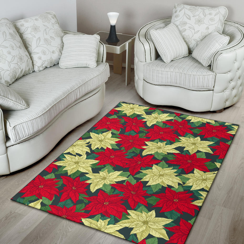 Poinsettia Pattern Print Design POT06 Area Rugs
