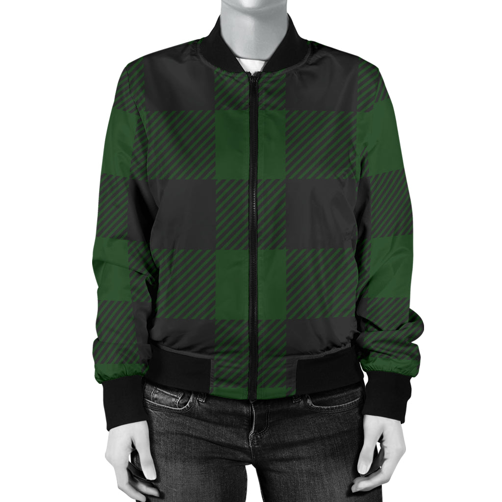 Buffalo check Green Pattern Print Design 02 Women's Bomber Jacket