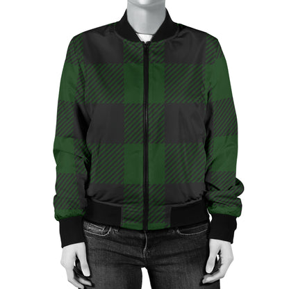 Buffalo check Green Pattern Print Design 02 Women's Bomber Jacket