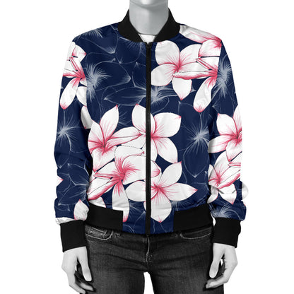 Plumeria Pattern Print Design PM017 Women Bomber Jacket