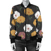 Daisy Pattern Print Design DS04 Women Bomber Jacket