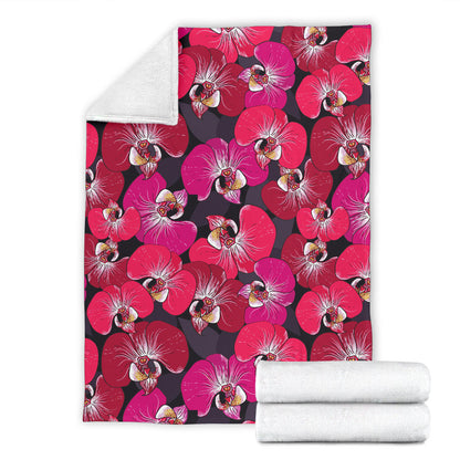 Orchid Red Pattern Print Design OR05 Fleece Blanket