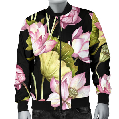Water Lily Pattern Print Design WL06 Men Bomber Jacket