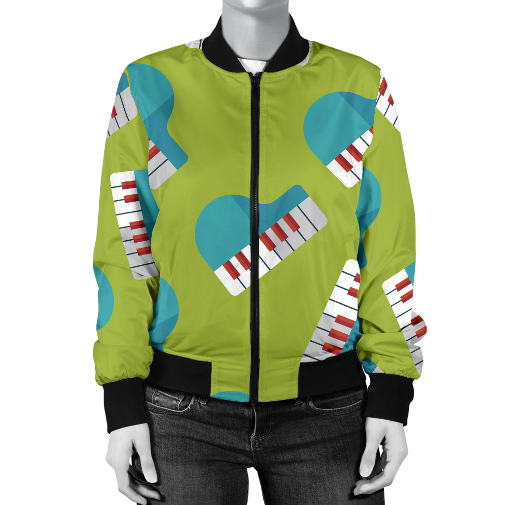 Piano Pattern Print Design 03 Women's Bomber Jacket