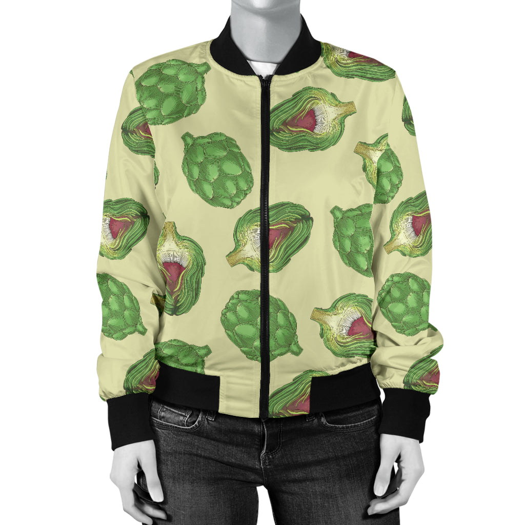 Artichoke Pattern Print Design 03 Women's Bomber Jacket