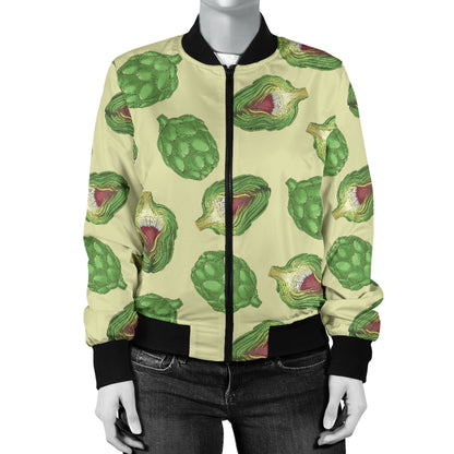Artichoke Pattern Print Design 03 Women's Bomber Jacket
