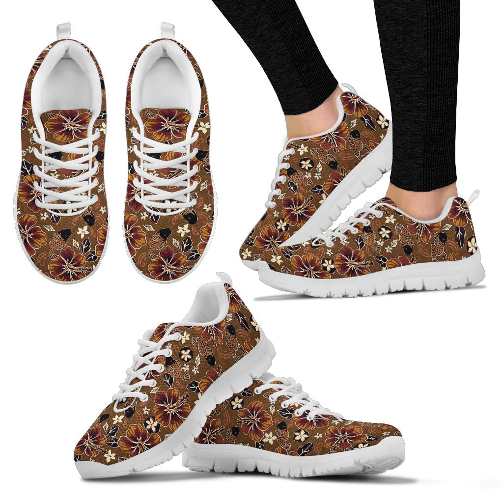 Hawaiian Themed Pattern Print Design H01 Sneakers White Bottom Shoes