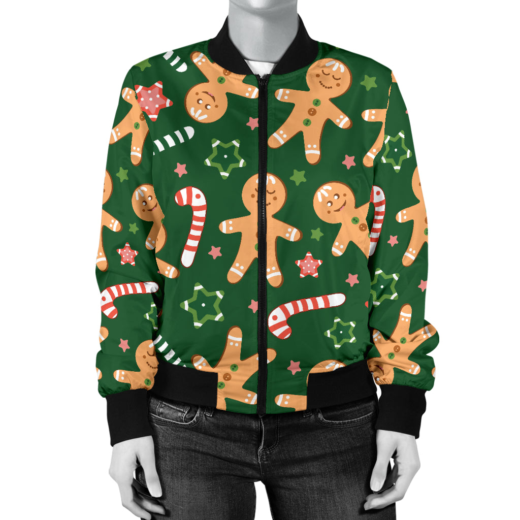 Gingerbread Pattern Print Design 04 Women's Bomber Jacket