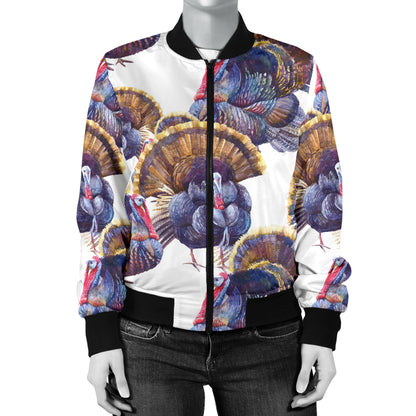 Turkey Pattern Print Design 01 Women's Bomber Jacket