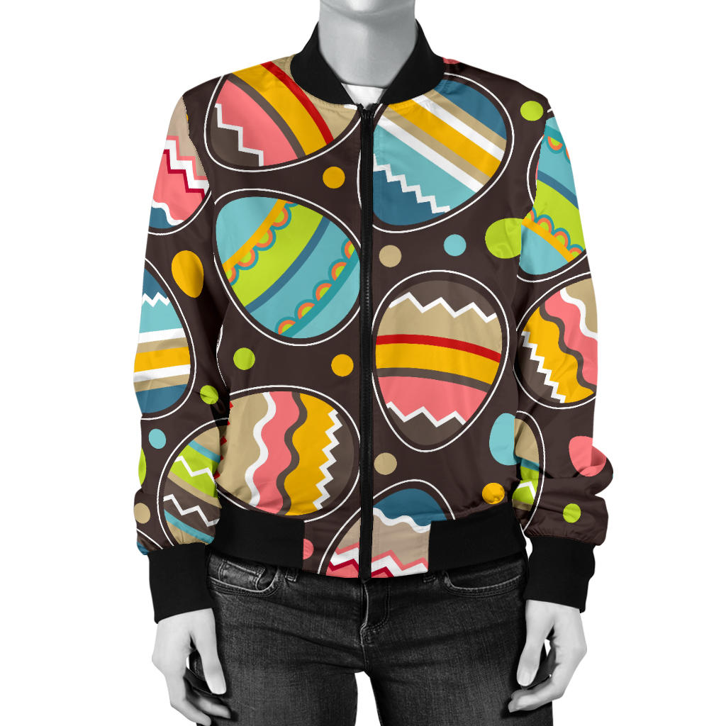 Easter Eggs Pattern Print Design RB03 Women Bomber Jacket
