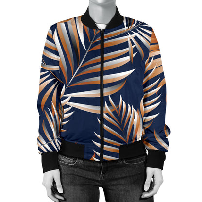 Tropical Flower Pattern Print Design TF07 Women Bomber Jacket