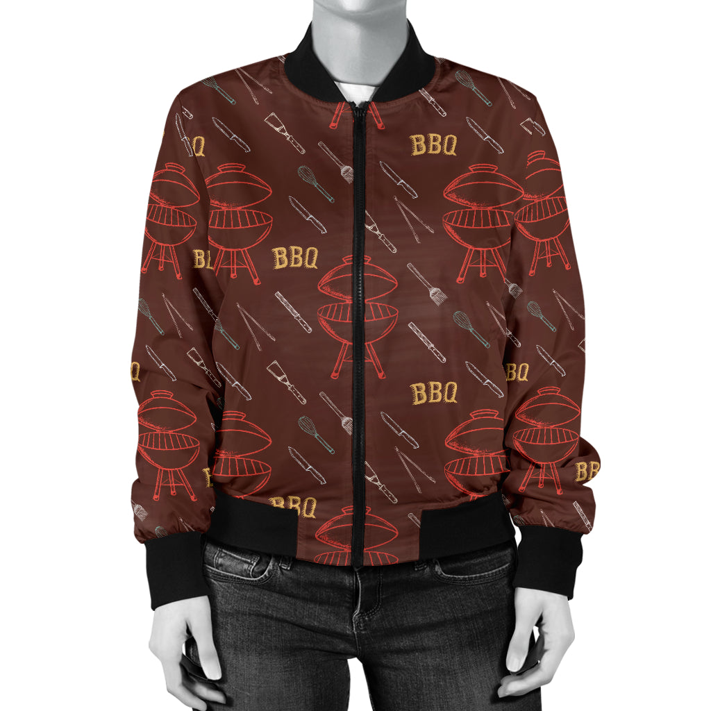 Barbecue Pattern Print Design 01 Women's Bomber Jacket