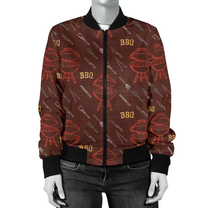 Barbecue Pattern Print Design 01 Women's Bomber Jacket