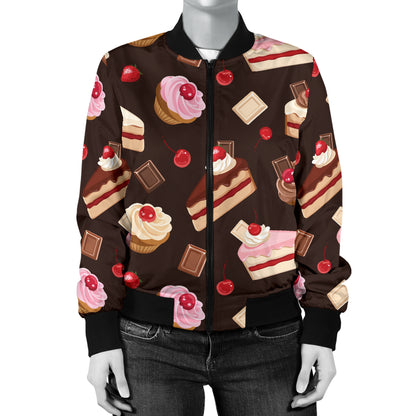 Cake Pattern Print Design 04 Women's Bomber Jacket