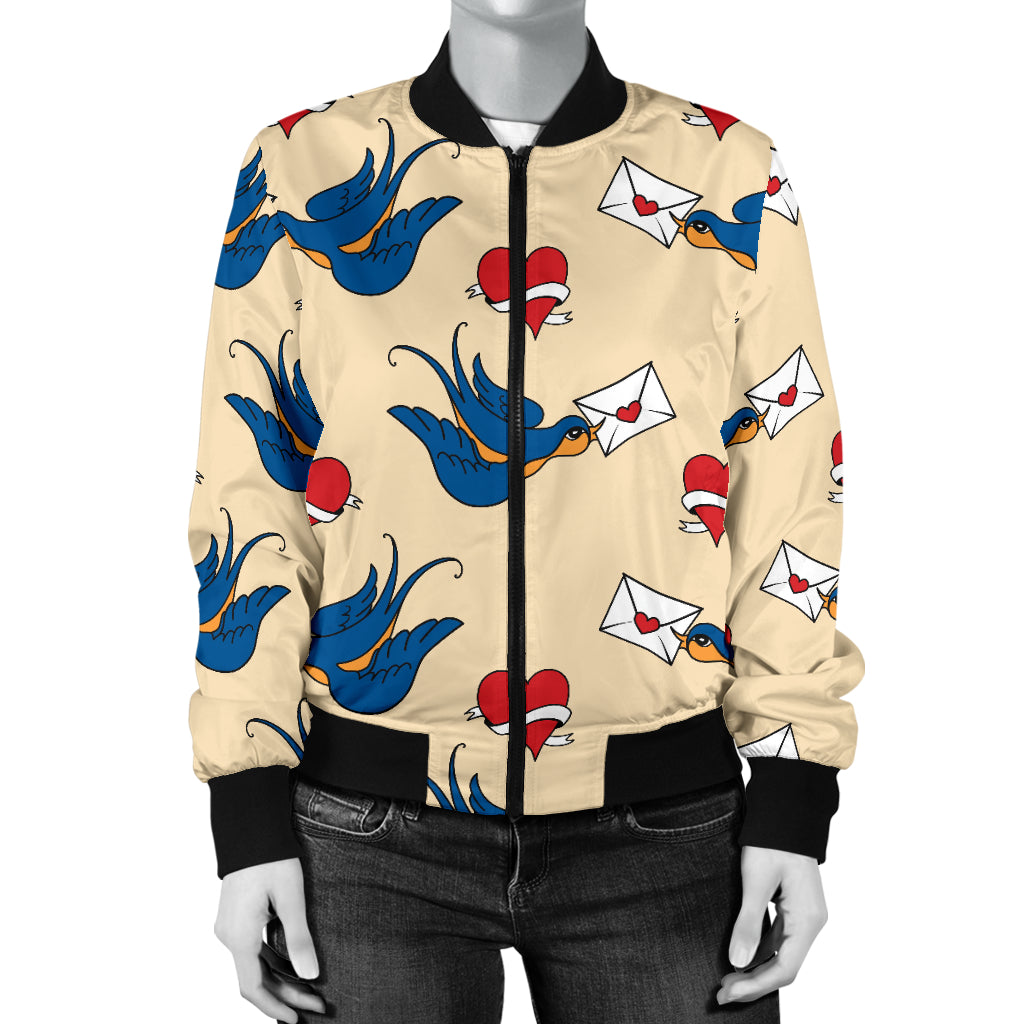 Swallow Bird Pattern Print Design 05 Women's Bomber Jacket