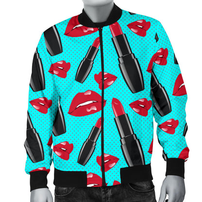 Lipstick Pattern Print Design LT02 Men Bomber Jacket