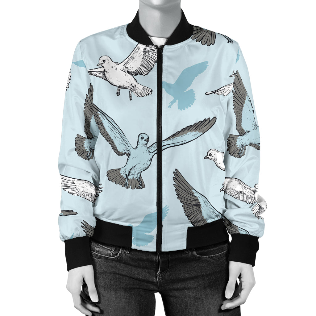 Pigeon Pattern Print Design 03 Women's Bomber Jacket