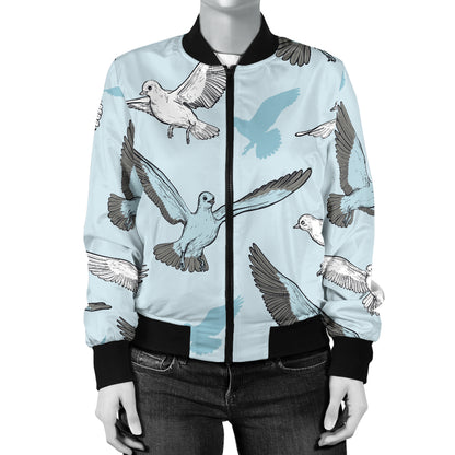 Pigeon Pattern Print Design 03 Women's Bomber Jacket