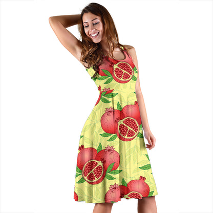 Pomegranate Pattern Print Design PG07 Midi Dress