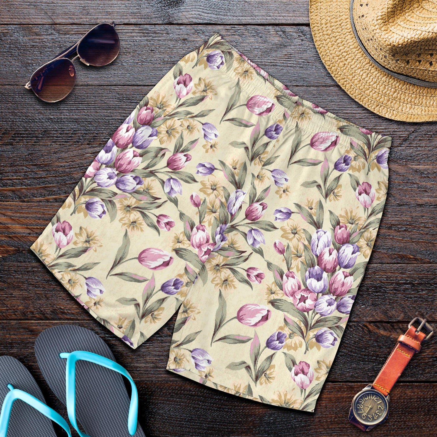 Tulip Pattern Print Design TP04 Mens Shorts