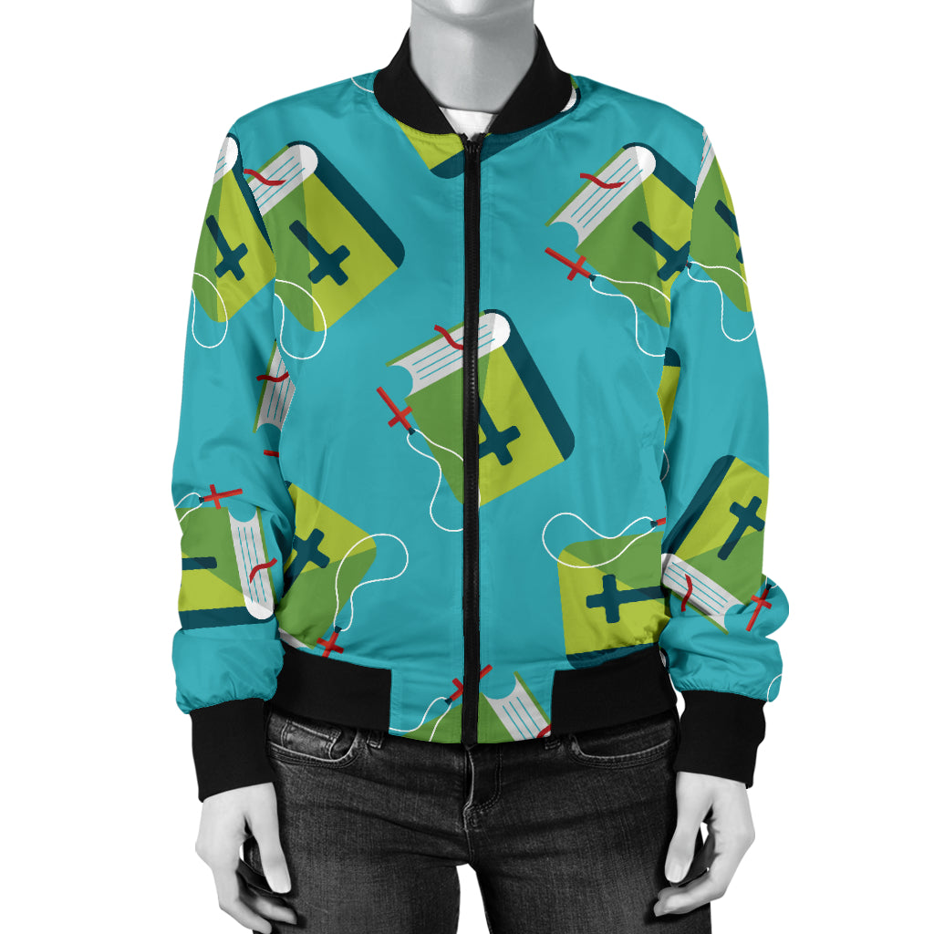 Bible Pattern Print Design 01 Women's Bomber Jacket
