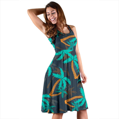 Palm Tree Pattern Print Design PT01 Midi Dress