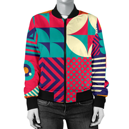 Mosaic Pattern Print Design 03 Women's Bomber Jacket