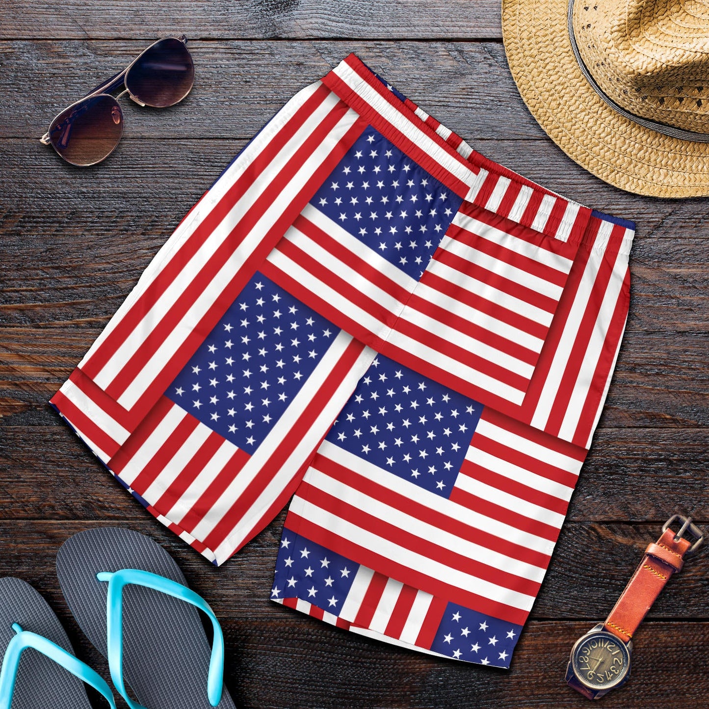 Patriotic US Flag Pattern Print Design A01 Mens Shorts