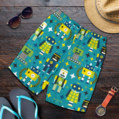 Robot Pattern Print Design A02 Mens Shorts