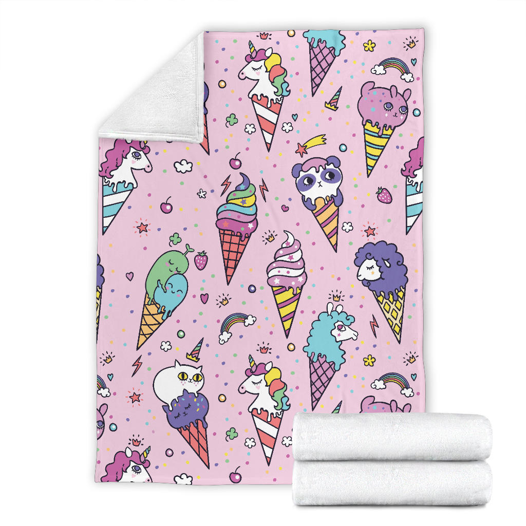 Ice Cream Pattern Print Design IC05 Fleece Blanket