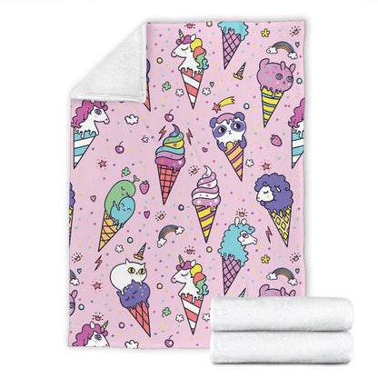 Ice Cream Pattern Print Design IC05 Fleece Blanket