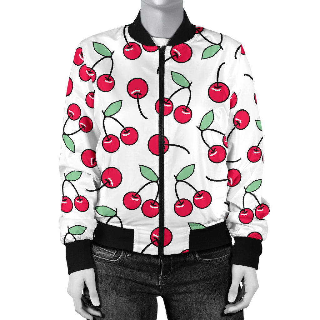 Cherry Pattern Print Design 03 Women's Bomber Jacket