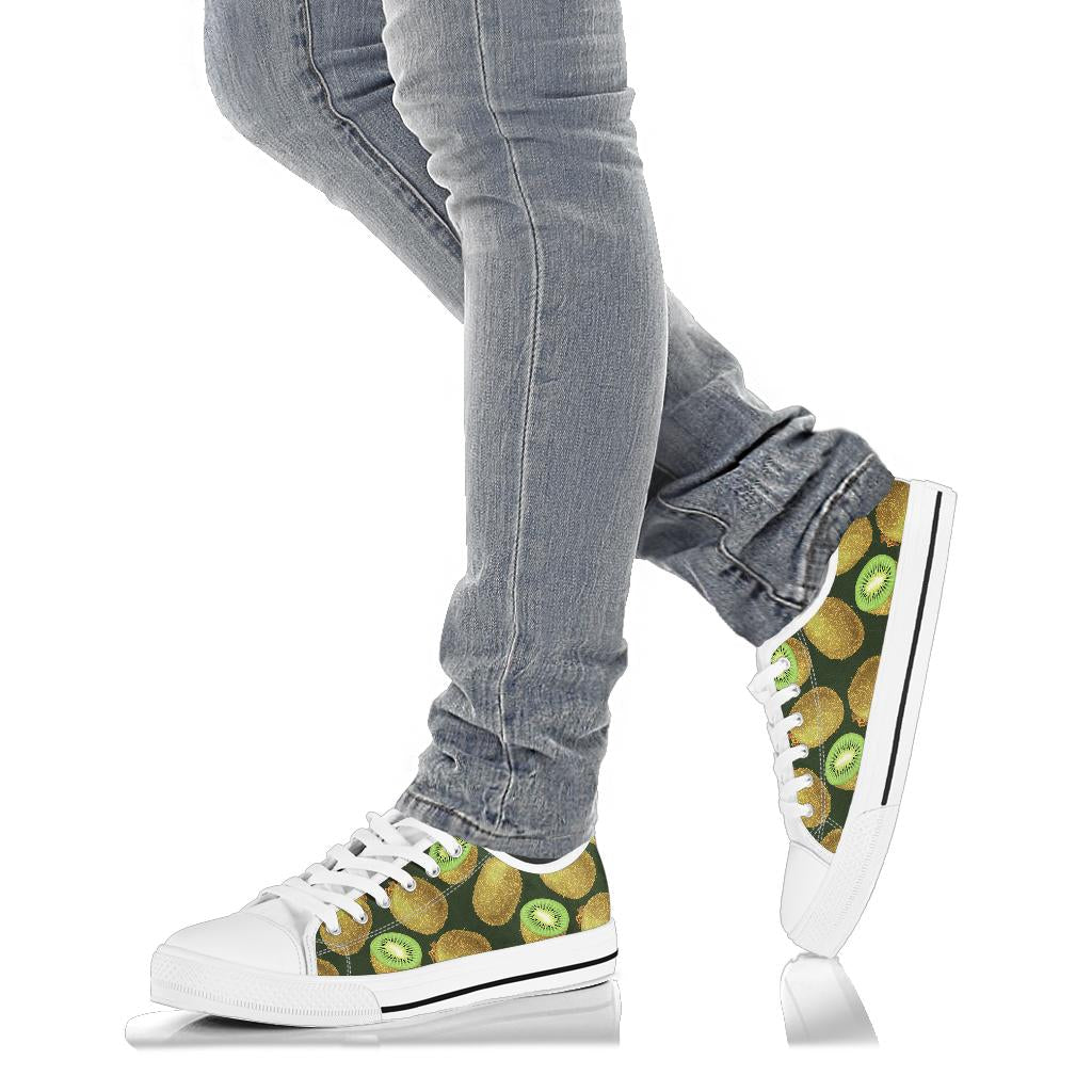 Kiwi Pattern Print Design KW04 White Bottom Low Top Shoes