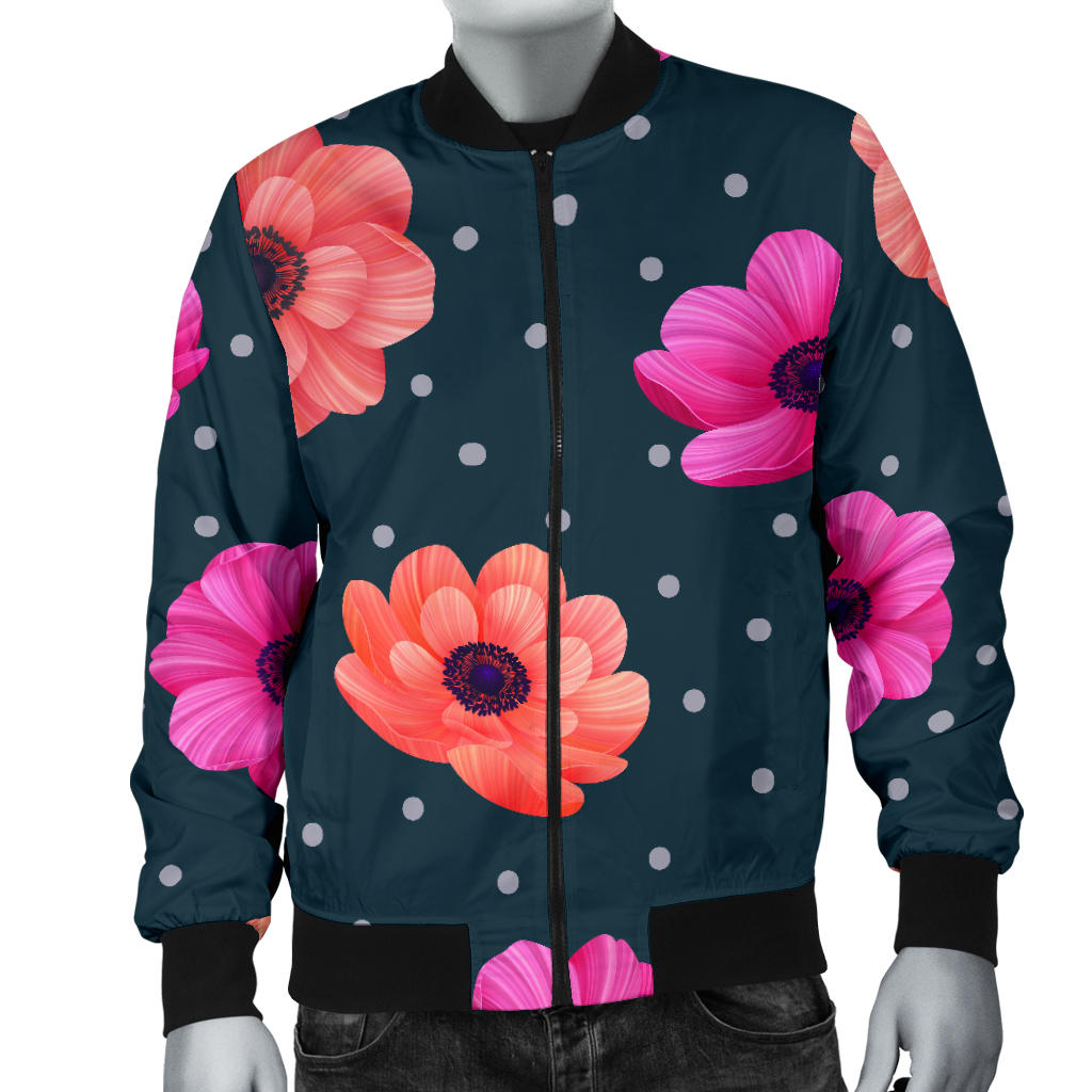 Anemone Pattern Print Design AM08 Men Bomber Jacket