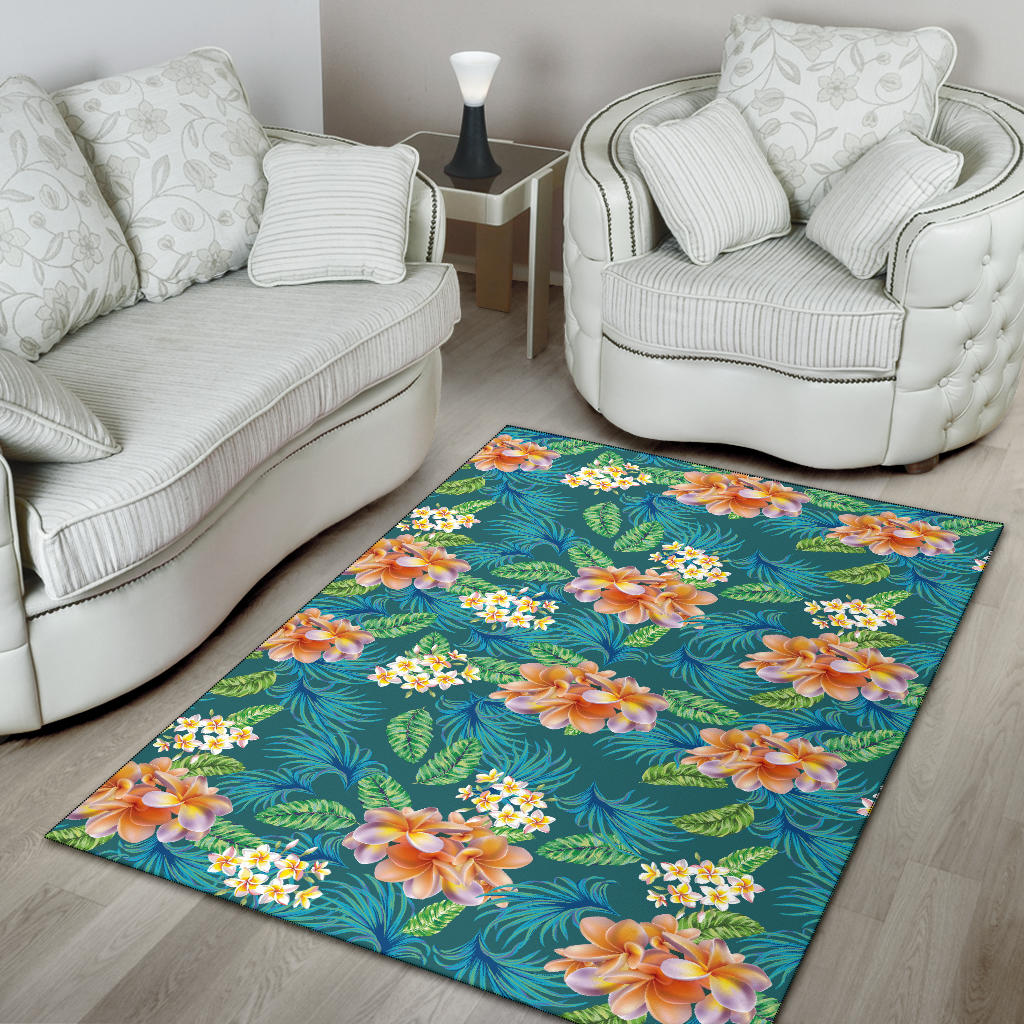 Plumeria Tropical Flower Design Print Area Rugs