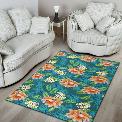 Plumeria Tropical Flower Design Print Area Rugs