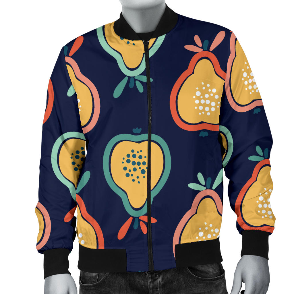 Pear Pattern Print Design PE03 Men Bomber Jacket