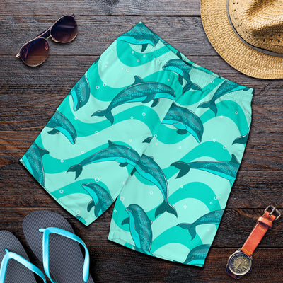 Dolphin Wave Print Mens Shorts