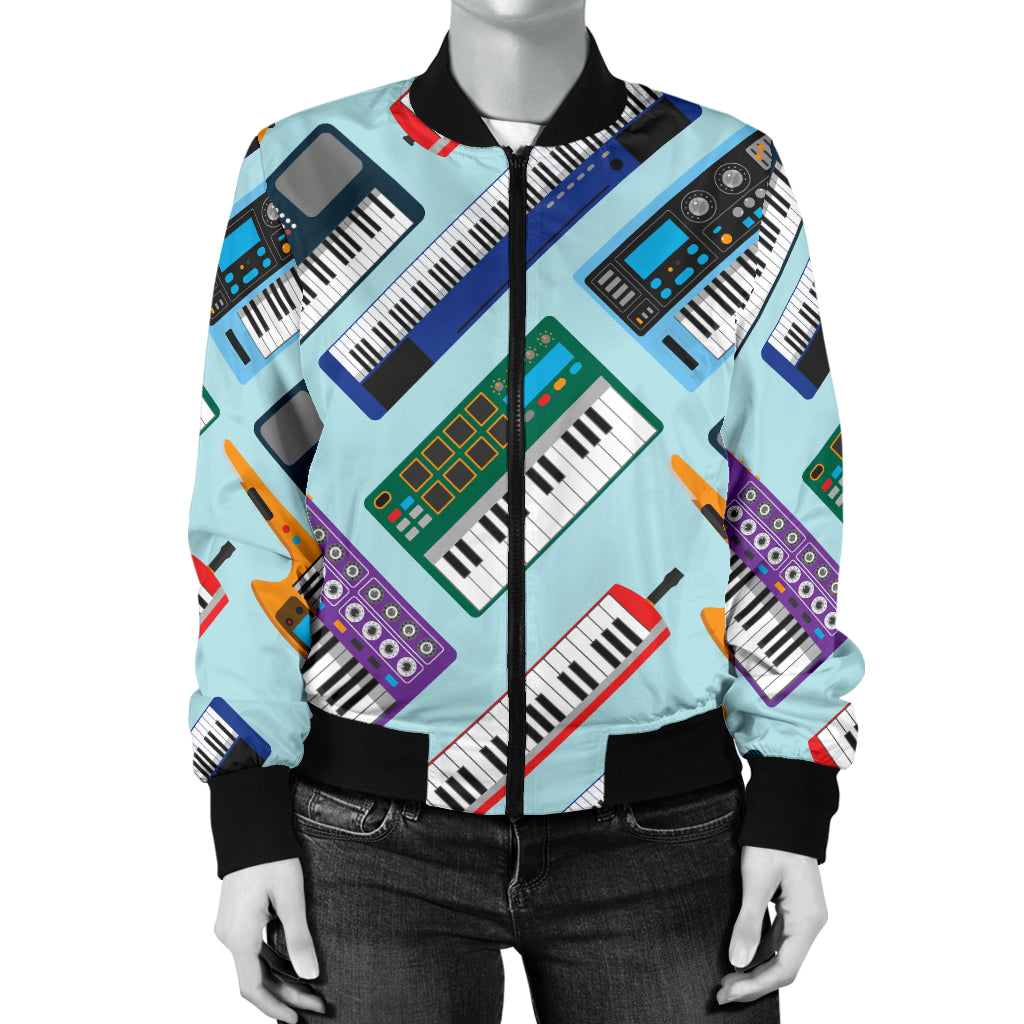 Synthesizer Pattern Print Design 02 Women's Bomber Jacket