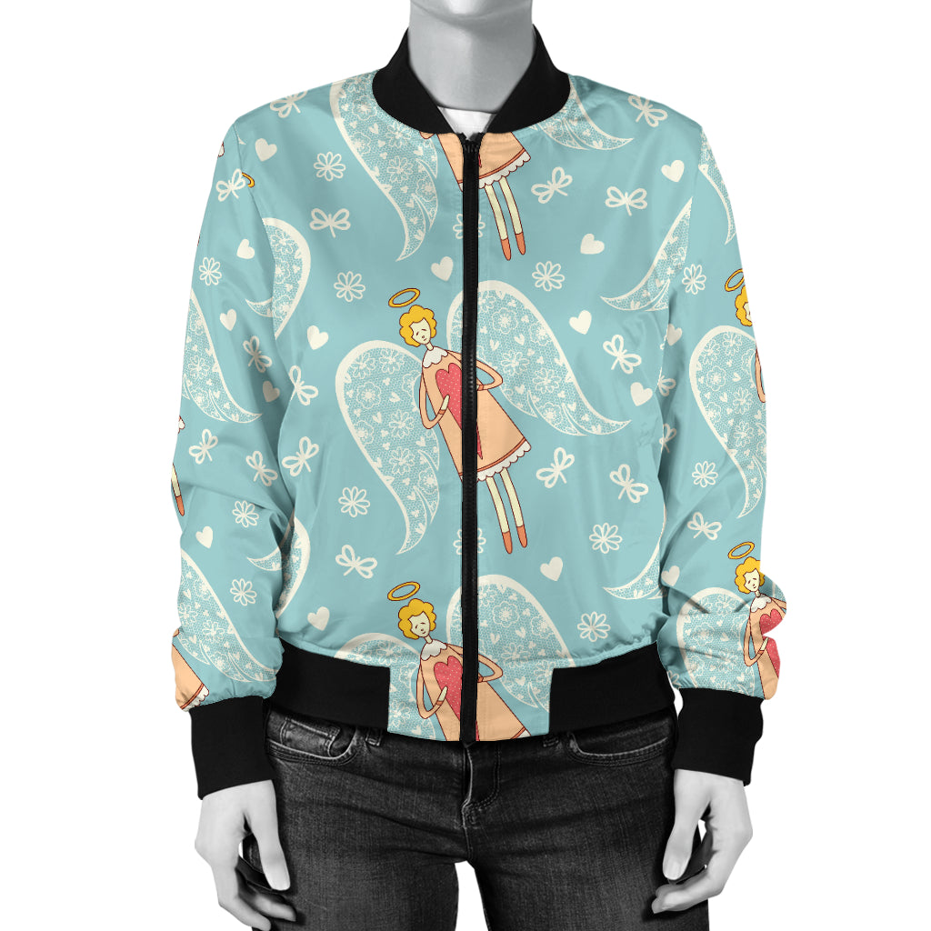 Angel Pattern Print Design 01 Women's Bomber Jacket
