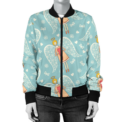 Angel Pattern Print Design 01 Women's Bomber Jacket