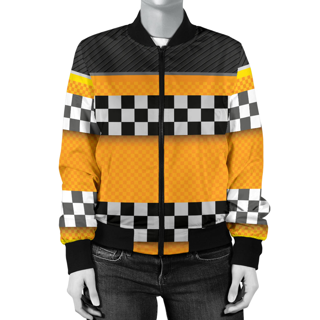 Checkered Pattern Print Design 01 Women's Bomber Jacket