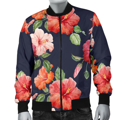 Tropical Flower Pattern Print Design TF020 Men Bomber Jacket