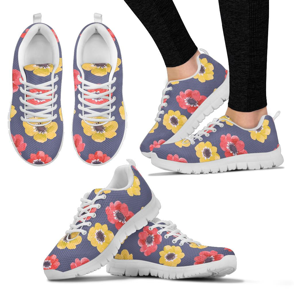 Anemone Pattern Print Design AM010 Sneakers White Bottom Shoes