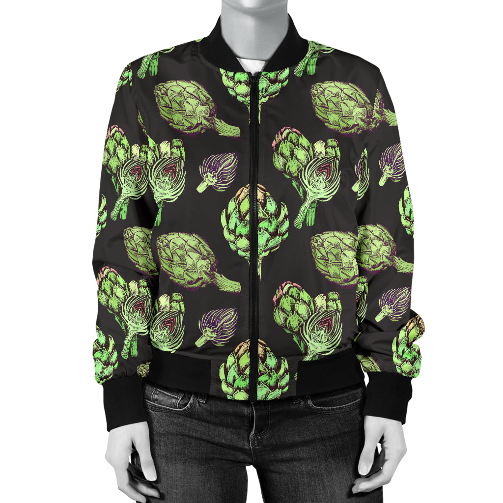 Artichoke Pattern Print Design 02 Women's Bomber Jacket